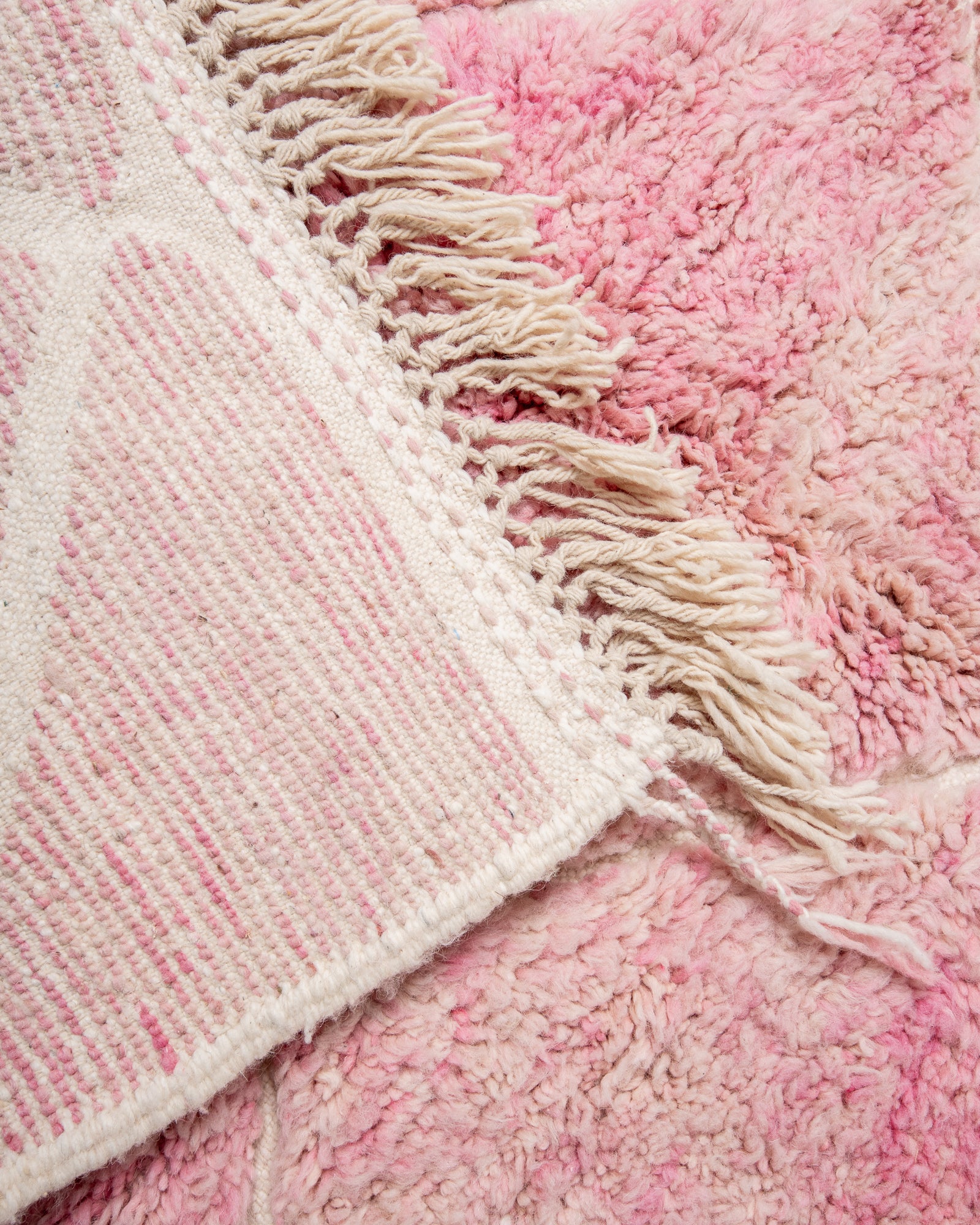 Modern, designer, handcrafted Berber rug from Morocco. Beniourain carpet with beautiful colours and patterns and fluffy wool texture.
